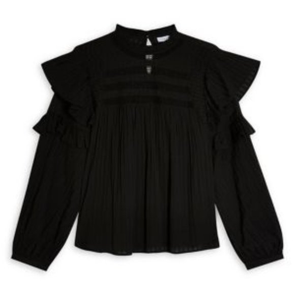 TOPSHOP Black High Neck Prairie Top - Picture 9 of 9